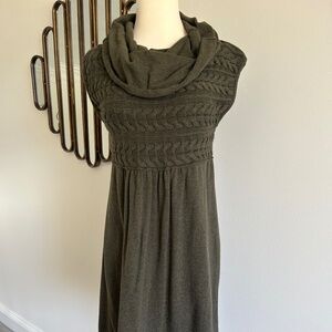 NWOT MAX STUDIO SWEATER DRESS OLIVE ARMY GREEN CABLE KNIT COWL NECK SZ LARGE NEW